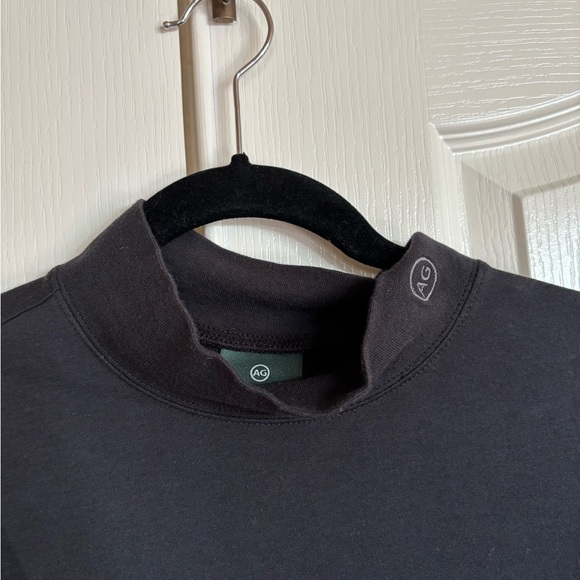 AG Adriano Goldschmid black short sleeve mock turtleneck Pima cotton large - Picture 7 of 10
